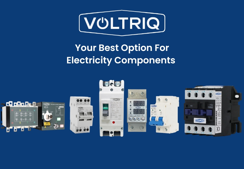 Voltriq electrical components including MCB breakers, MCCB breakers, and contactors