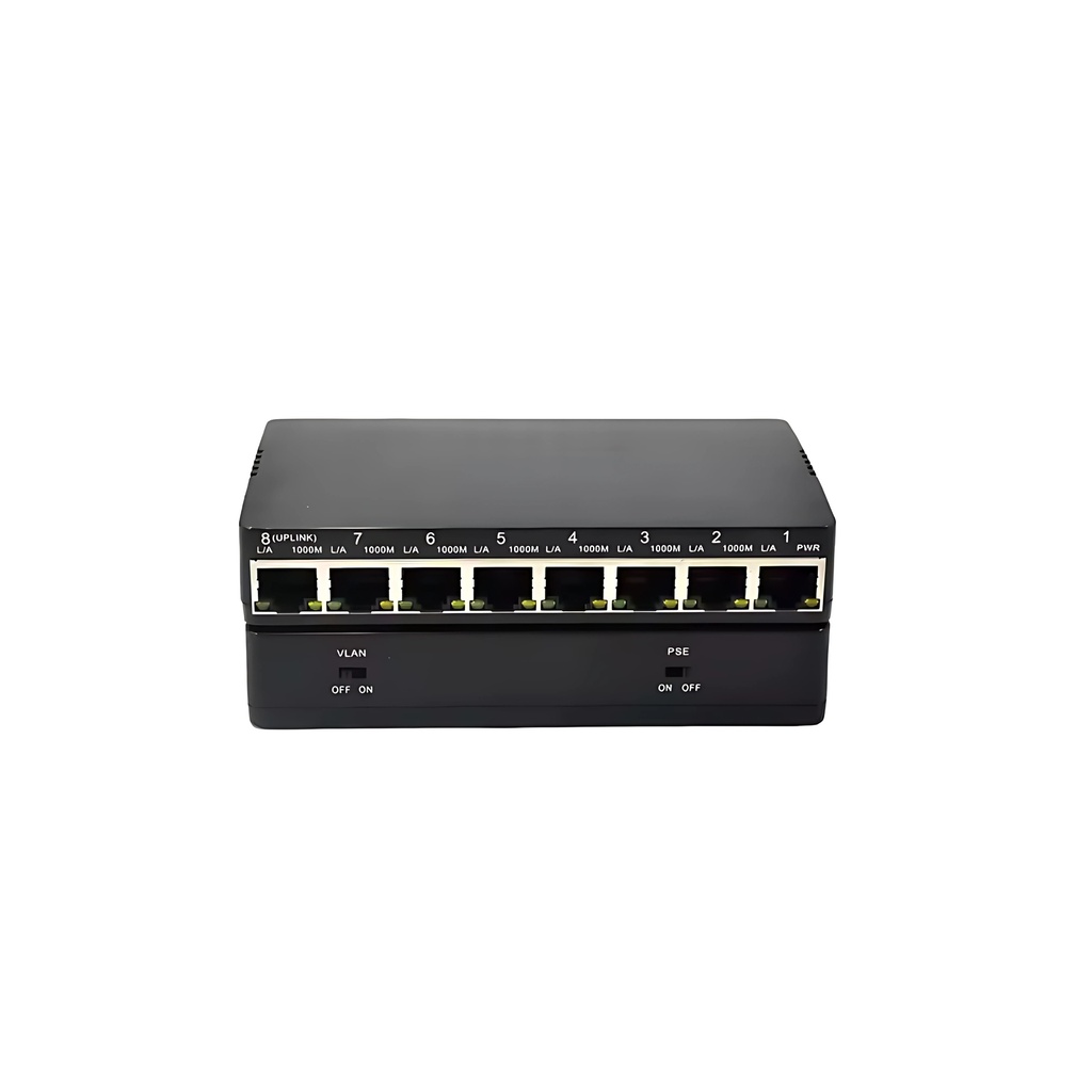 WOR-SG08RP-1S 8* 10/100/1000Mbps reverse PoE switch 1-8 port support PoE in and PoE out at the same time VLAN Support
