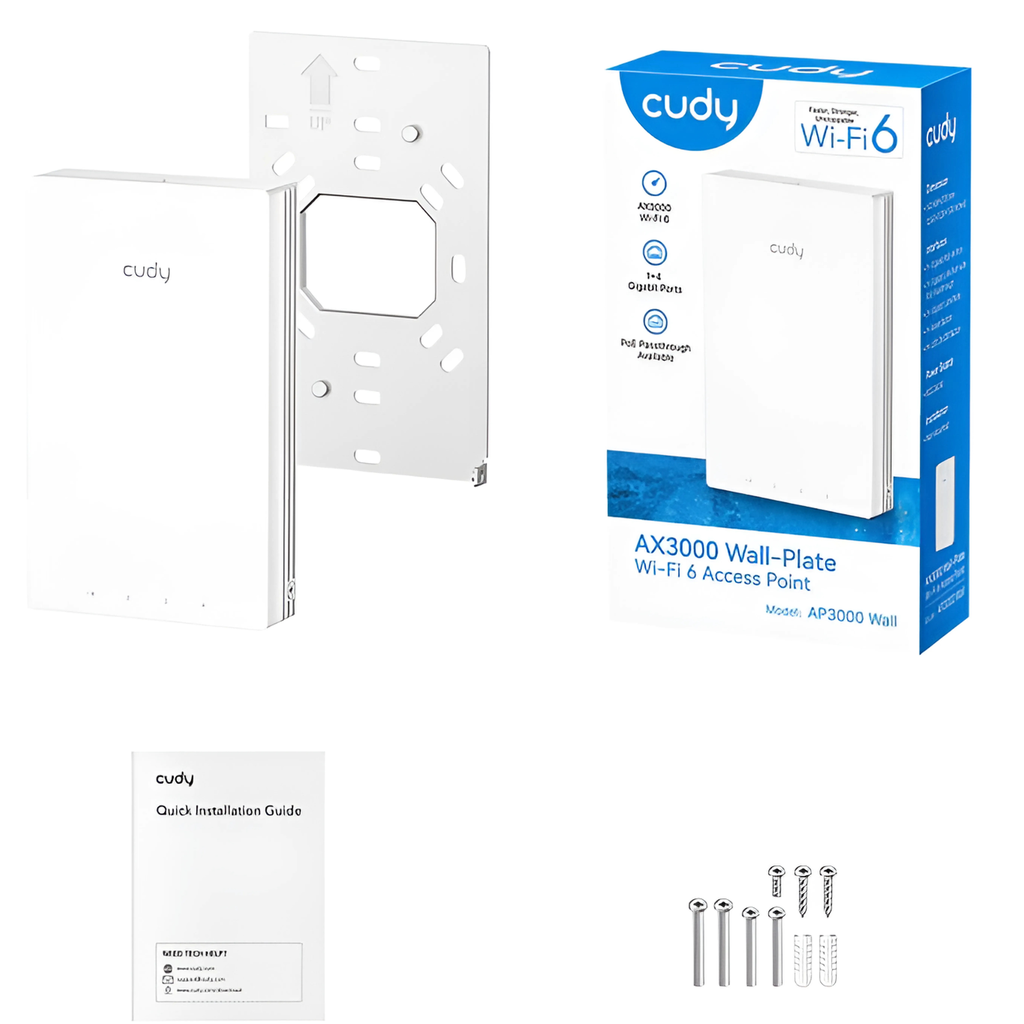 Cudy AX3000 Gigabit Wall-Plate Wi-Fi 6 Access Point Model: AP3000 Wall