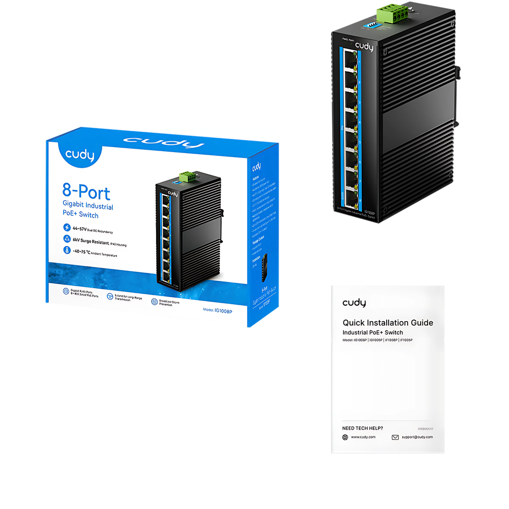 Cudy 8-Port Gigabit Industrial PoE+ Switch Model: IG1008P