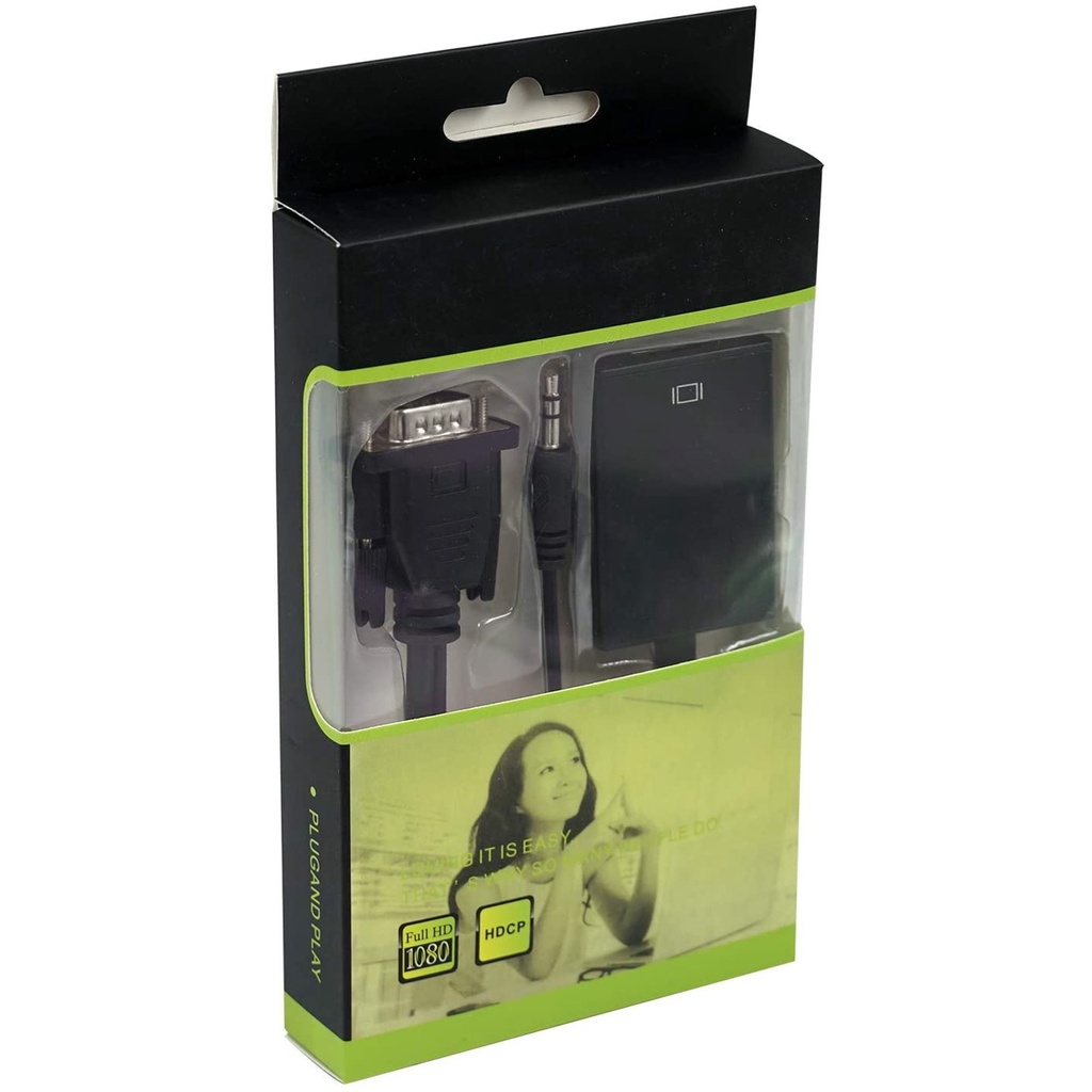 VGA to HDTV Adapter with Audio with Green Plastic Bag