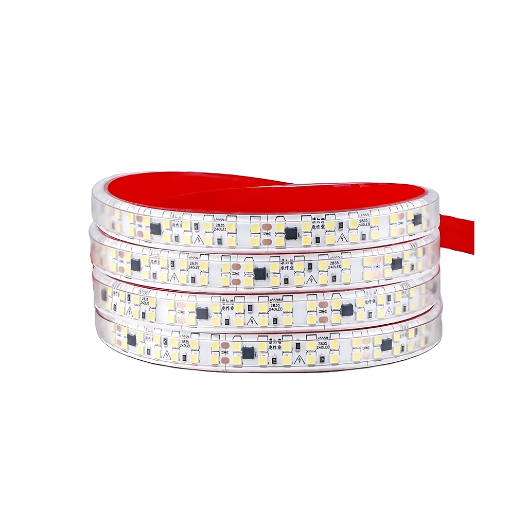 Exsun Strip Led 220V 2835 240Led Lens Style Two Row Warm White Light