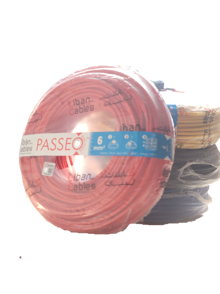 Liban Cables NYA 6 100YD شريط مفرد قاسي (Red)