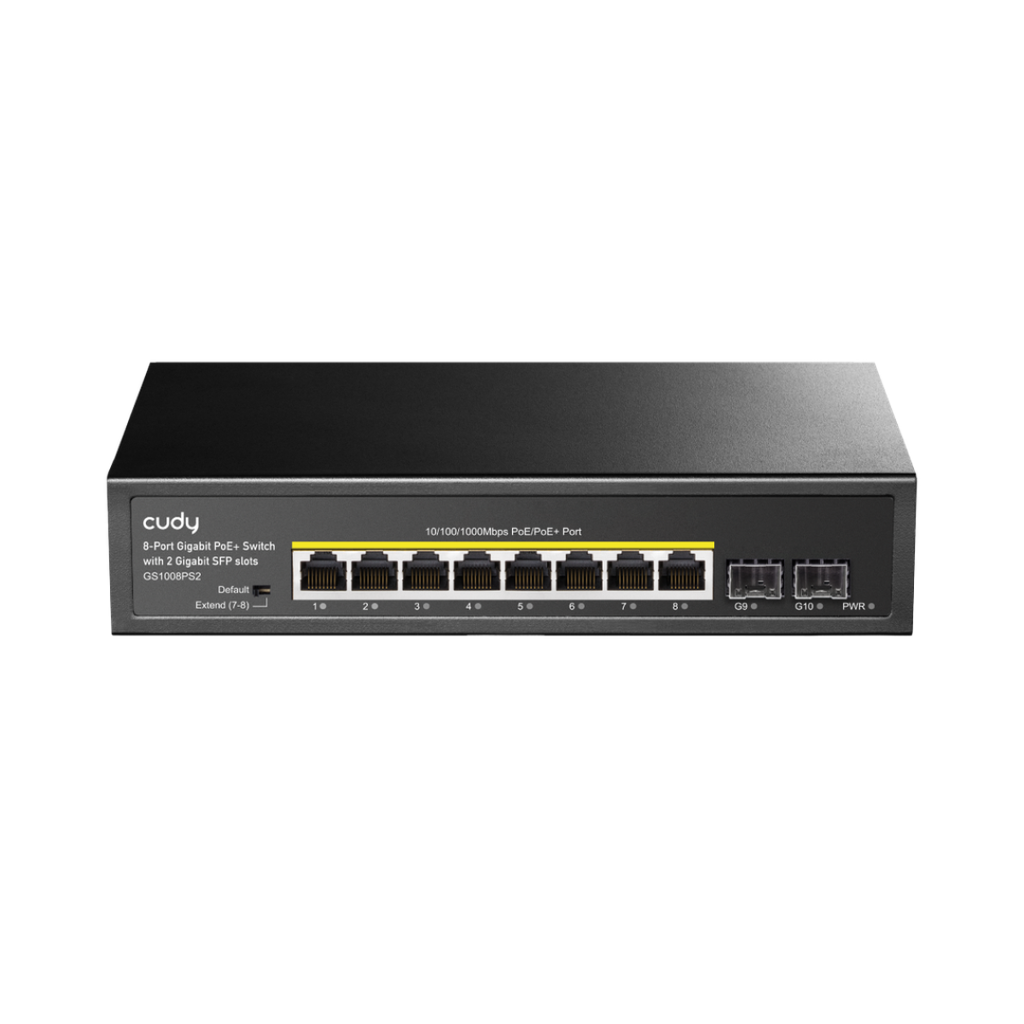 Cudy 8-Port Gigabit PoE+ Switch with 2 Gigabit SFP slots, GS1008PS2