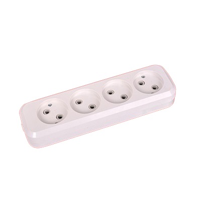 YAWEITAI "4 gang socket,16A 250V~ ABS cover + Retardant ABS base, copper contactor, White" YW-5804