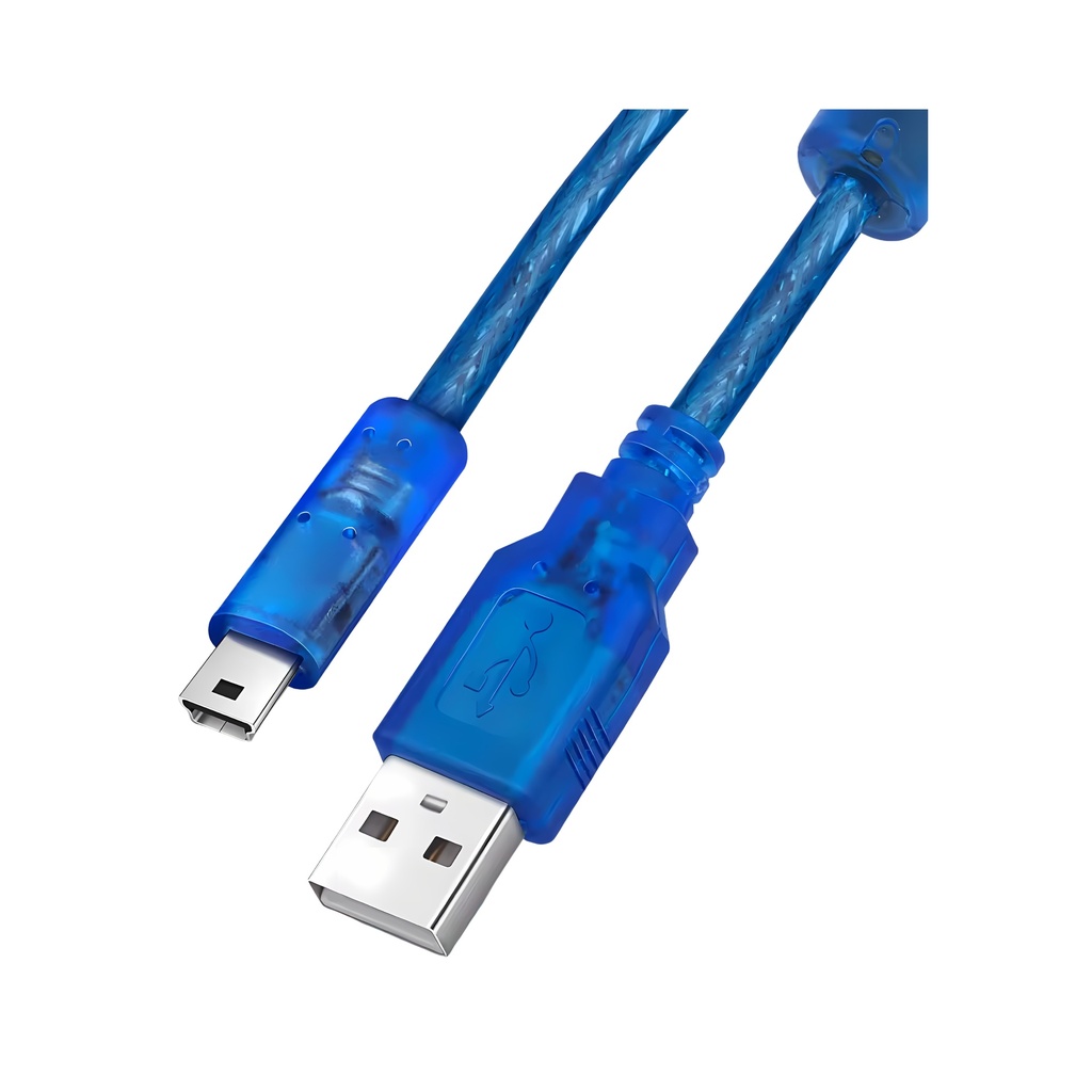 Velly Good 2.0 USB AM/5Pin V3 cable Blue Transparent PVC OD: 5mm 1.5M