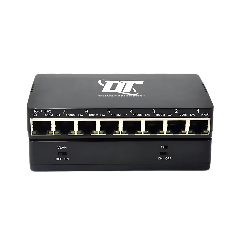 WOR-SG08RP-2S Two button 8* 10/100/1000Mbps reverse PoE switch 1-7 port PoE in, 8 port PoE out VLAN Support
