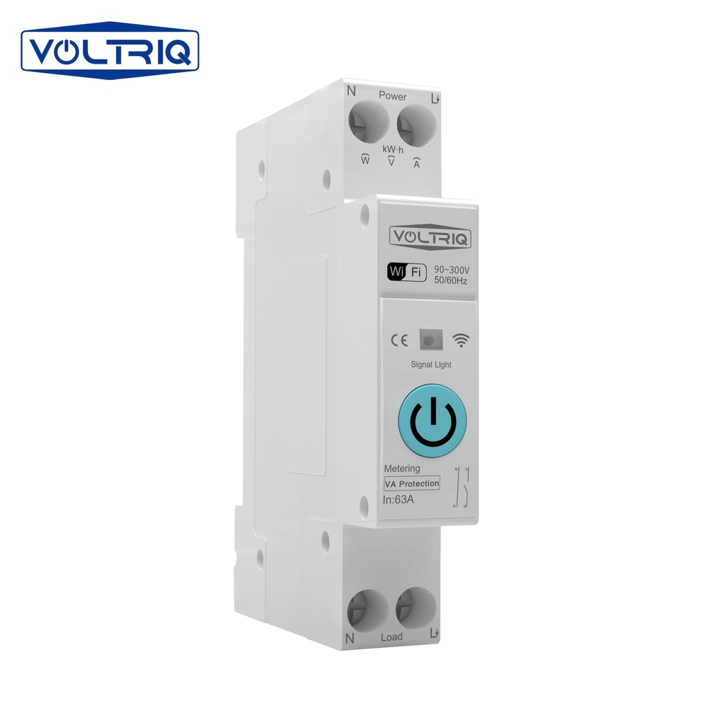 VOLTRIQ WIFI Switch 1P+N 63A Wi-Fi Tuya Metering Voltage Protection
