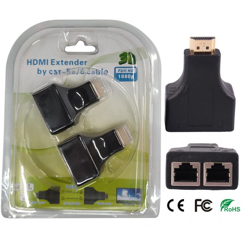 [SS15] HDMI Extender by cat- 5e/6 cable 2 Lines FULL HD 1080p